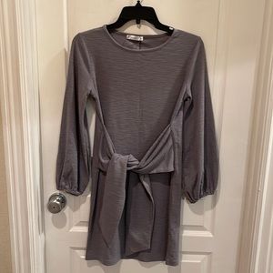 Long Sleeve Short Grey Dress